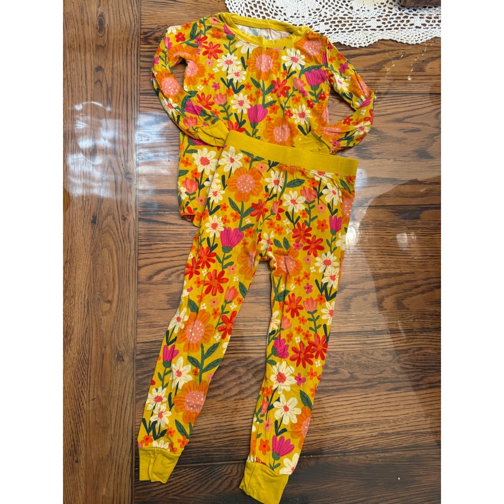 Little Sleepies Pajamas Kids 18-24 Months Yellow Floral Lunaluxe Bamboo Set